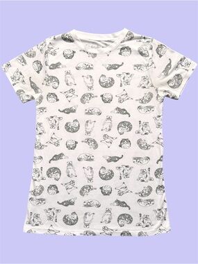 Taylor Swift AOP Cat Graphic Baby Doll Tee White Small
